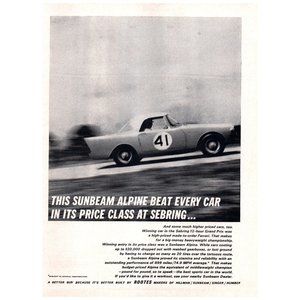 1962 Sunbeam Alpine 2 Door Coupe Sports Car Vintage Print Ad Racing Grand Prix